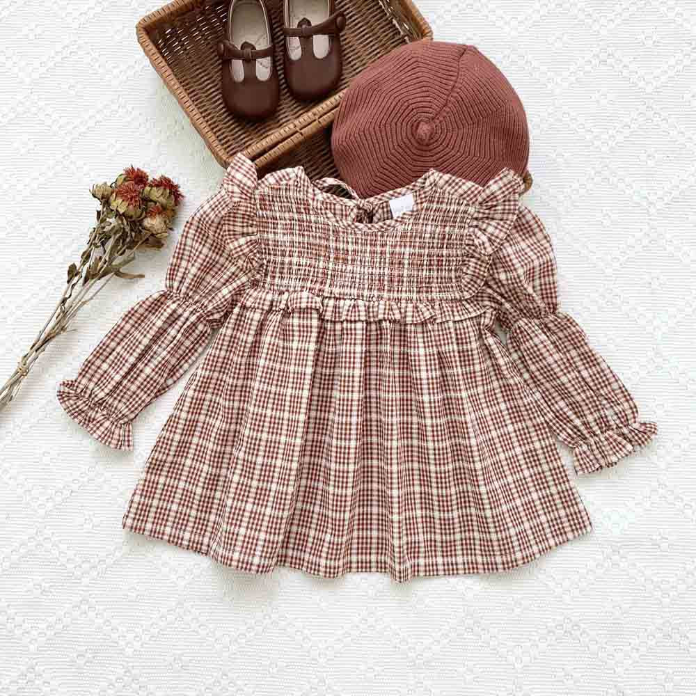 Baby Kid Girls Checked Tops Wholesale 221011166