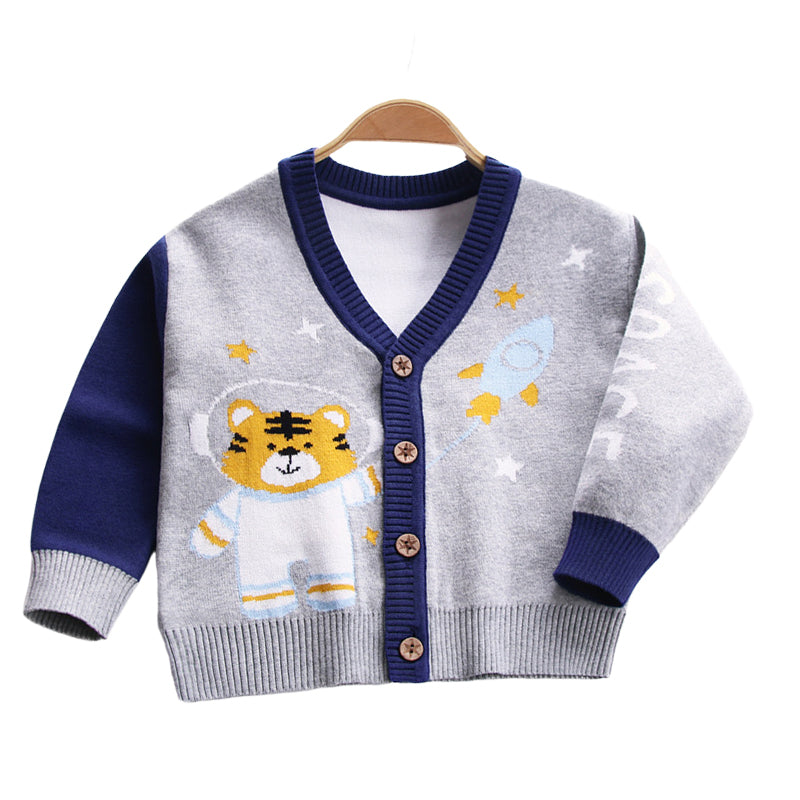 Baby Kid Boys Letters Color-blocking Cartoon Crochet Cardigan Wholesale 221011173