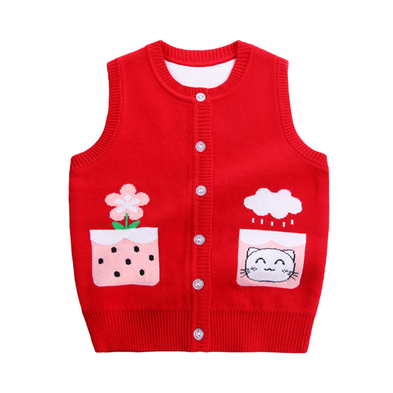 Baby Kid Girls Flower Animals Cartoon Crochet Vests Waistcoats Wholesale 221011177