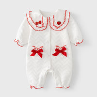 Load image into Gallery viewer, Baby Girls Fruit Bow Embroidered Jumpsuits Wholesale 221011269
