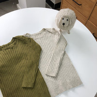 Load image into Gallery viewer, Baby Kid Girls Solid Color Muslin&amp;Ribbed Sweaters Wholesale 22101128
