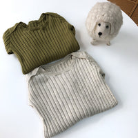 Load image into Gallery viewer, Baby Kid Girls Solid Color Muslin&amp;Ribbed Sweaters Wholesale 22101128
