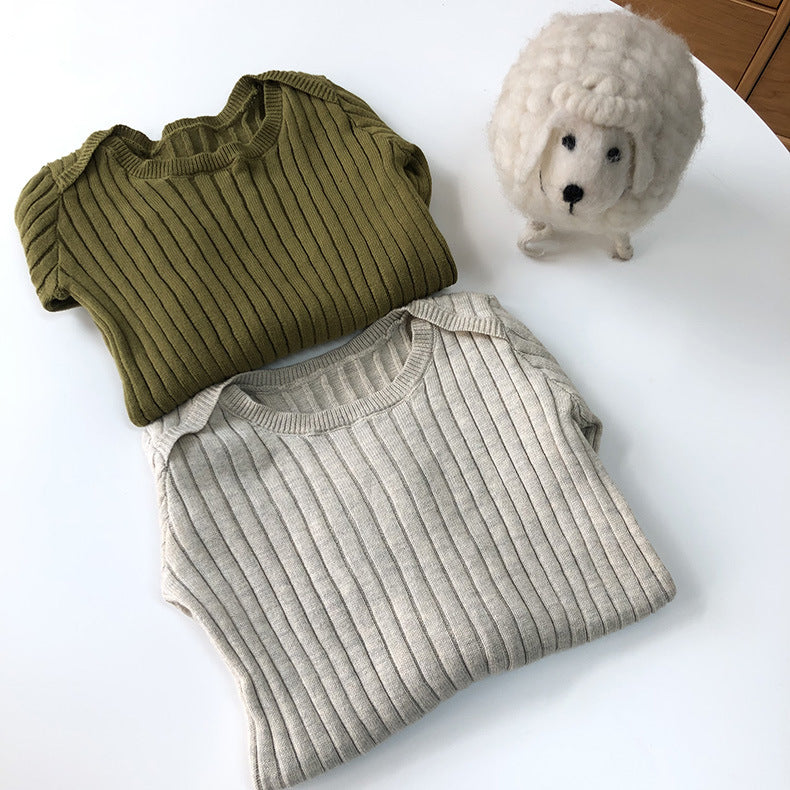 Baby Kid Girls Solid Color Muslin&Ribbed Sweaters Wholesale 22101128