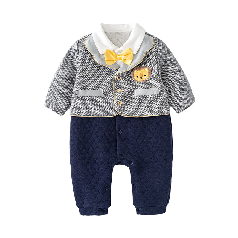 Baby Boys Color-blocking Cartoon Bow Jumpsuits Wholesale 221011308