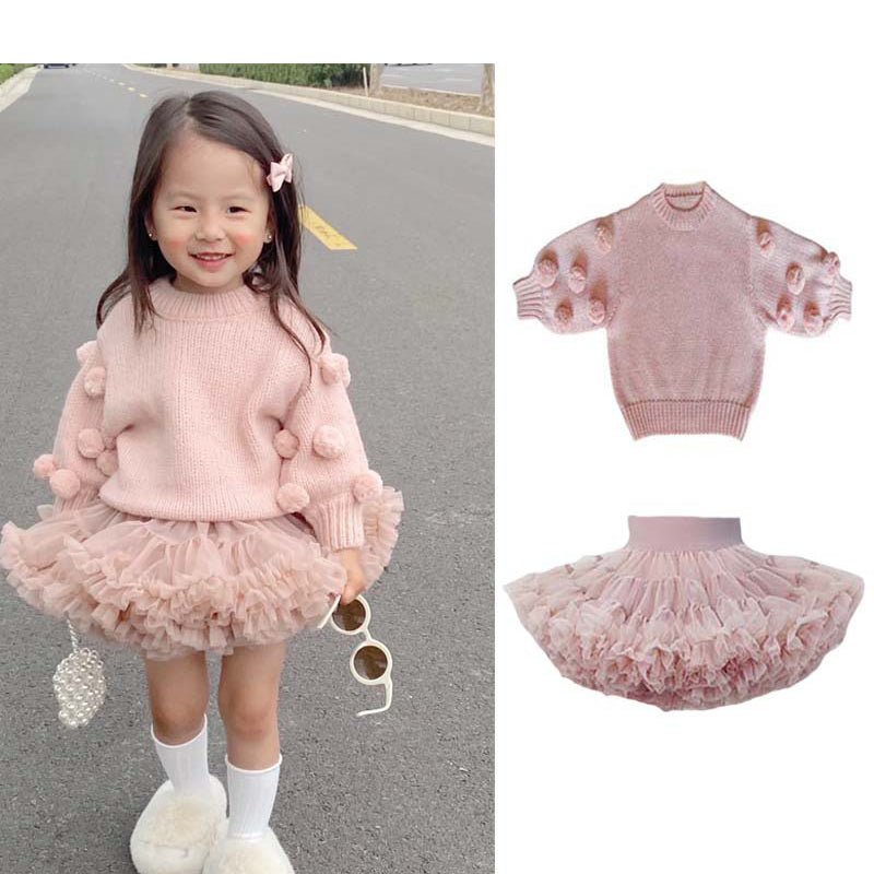 Baby Kid Girls Solid Color Sweaters Wholesale 221011478