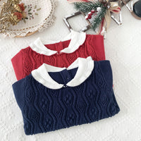 Load image into Gallery viewer, Baby Kid Girls Color-blocking Crochet Sweaters Wholesale 221011483
