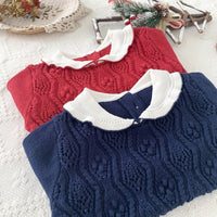 Load image into Gallery viewer, Baby Kid Girls Color-blocking Crochet Sweaters Wholesale 221011483
