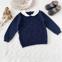 Load image into Gallery viewer, Baby Kid Girls Color-blocking Crochet Sweaters Wholesale 221011483
