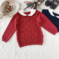 Load image into Gallery viewer, Baby Kid Girls Color-blocking Crochet Sweaters Wholesale 221011483
