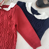 Load image into Gallery viewer, Baby Kid Girls Color-blocking Crochet Sweaters Wholesale 221011483
