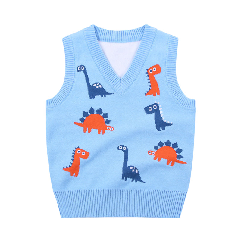 6-Pack Baby Kid Boys Dinosaur Cartoon Vests Waistcoats Knitwear Wholesale 221011517