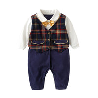 Load image into Gallery viewer, Baby Boys Checked Bow Jumpsuits Wholesale 22101167
