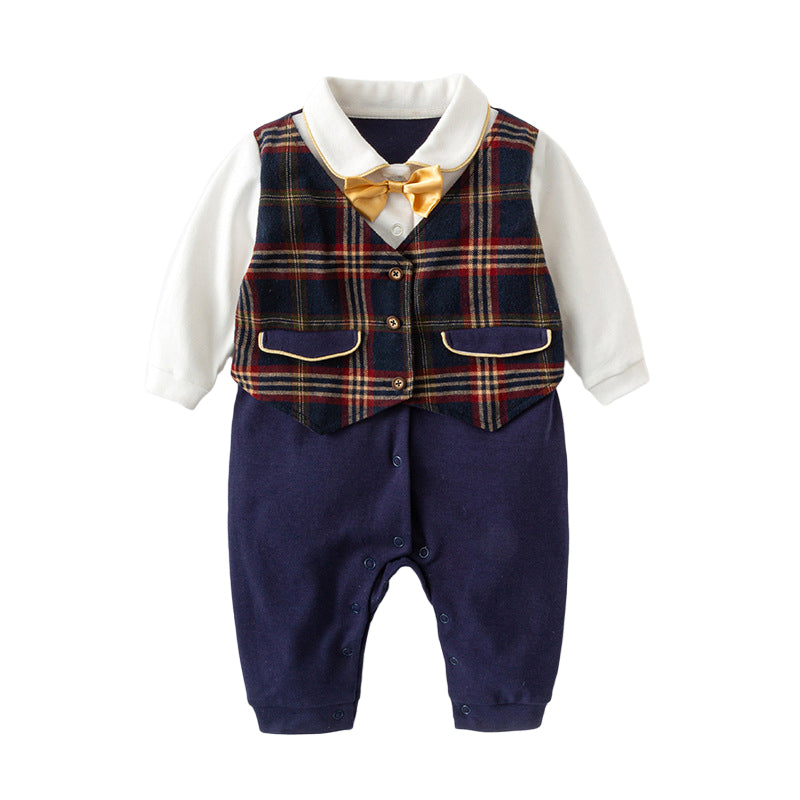 Baby Boys Checked Bow Jumpsuits Wholesale 22101167