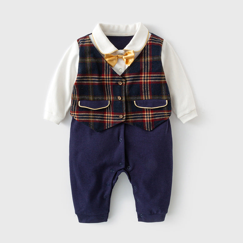 Baby Boys Checked Bow Jumpsuits Wholesale 22101167