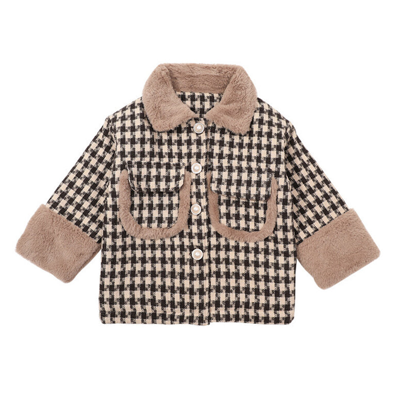 Baby Kid Girls Checked Jackets Outwears Wholesale 221013266