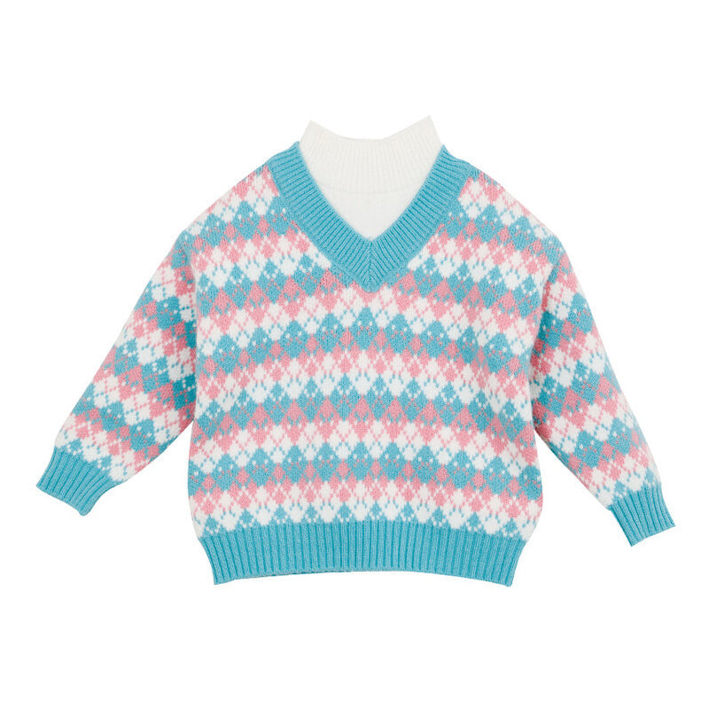 Baby Kid Girls Checked Crochet Sweaters Wholesale 221013285