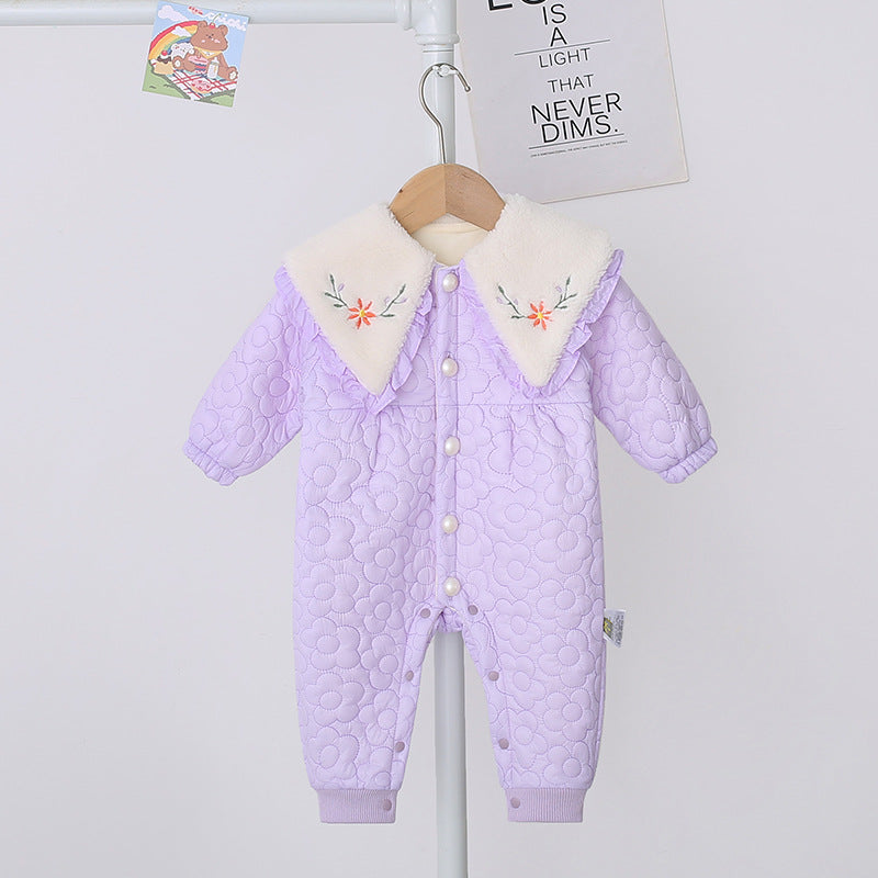 Baby Girls Flower Embroidered Jumpsuits Wholesale 221013628