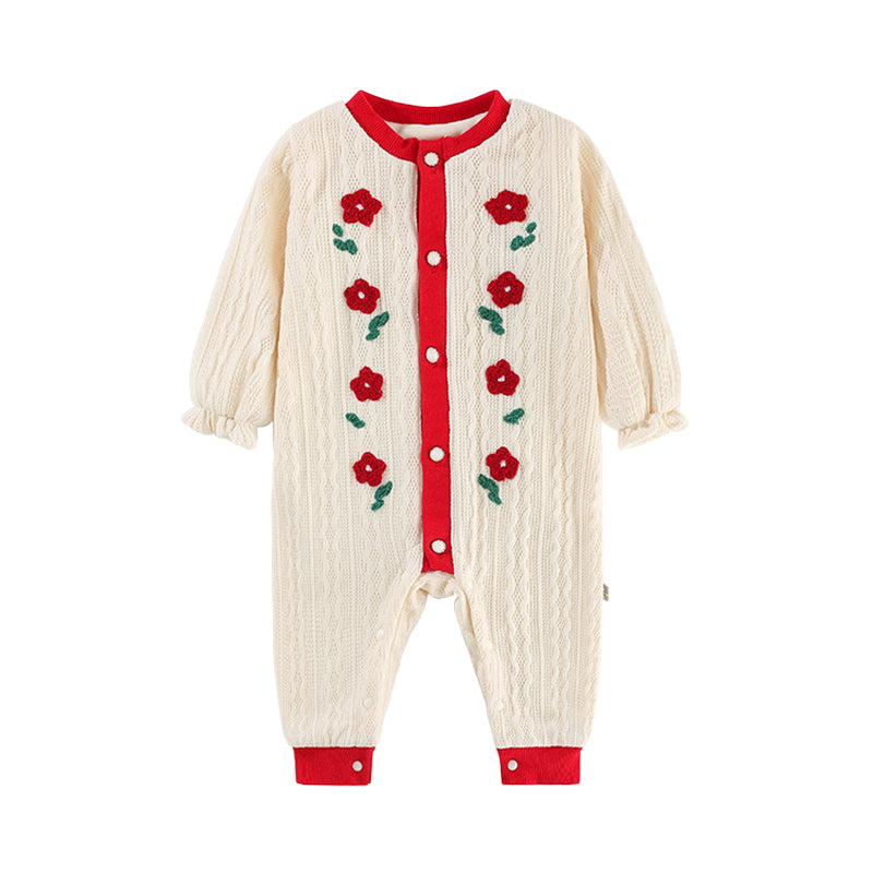 Baby Girls Flower Embroidered Jumpsuits Wholesale 221013642