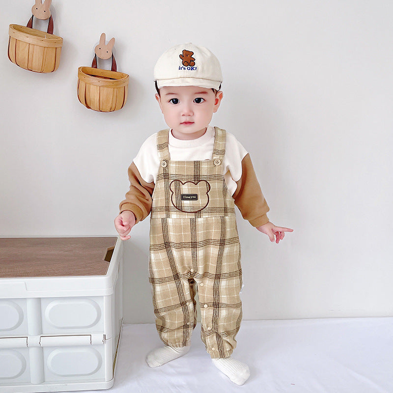 Baby Unisex Checked Cartoon Jumpsuits Wholesale 221013651