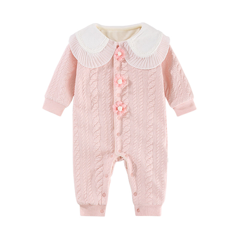 Baby Girls Flower Embroidered Jumpsuits Wholesale 221013674