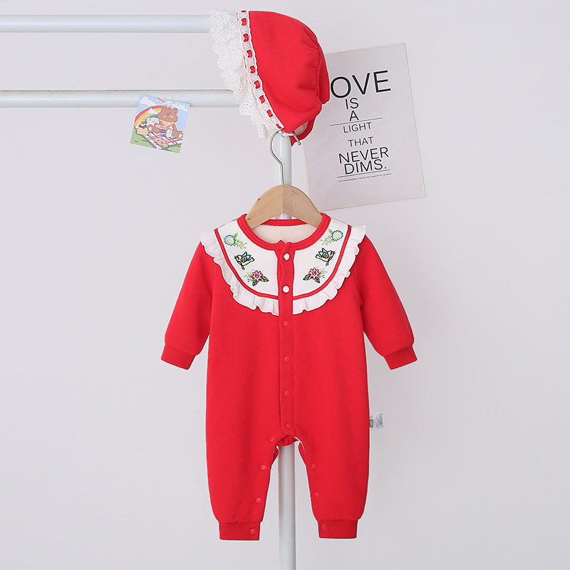 Baby Girls Flower Embroidered Jumpsuits Wholesale 221013677