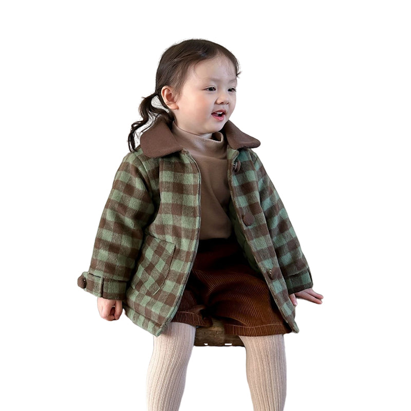 Baby Kid Girls Checked Jackets Outwears Wholesale 221013731