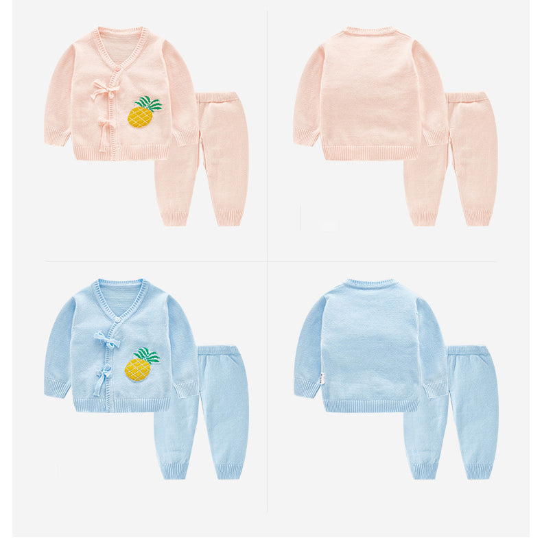 2 Pieces Set Baby Unisex Fruit Cardigan And Solid Color Pants Wholesale 22101809