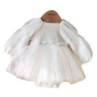 Load image into Gallery viewer, Baby Kid Girls Solid Color Lace Muslin&amp;Ribbed Dresses Wholesale 221018146
