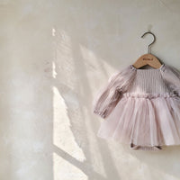 Load image into Gallery viewer, Baby Kid Girls Solid Color Lace Muslin&amp;Ribbed Dresses Wholesale 221018146
