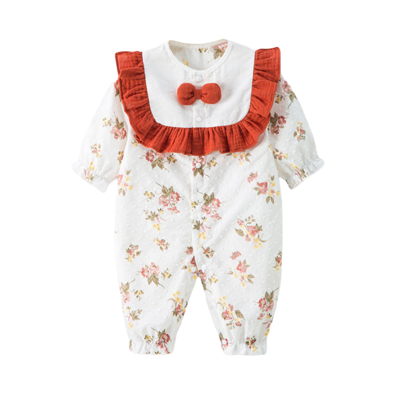 Baby Girls Flower Print Jumpsuits Wholesale 221018151
