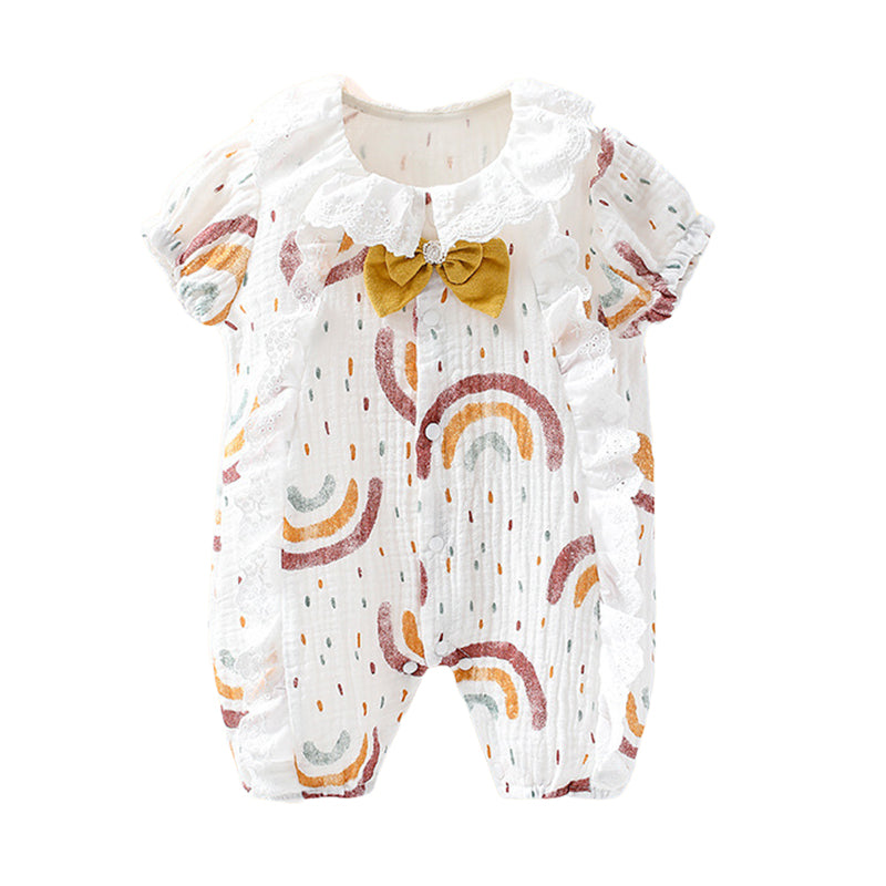 Baby Girls Fruit Rainbow Bow Rompers Wholesale 221018153
