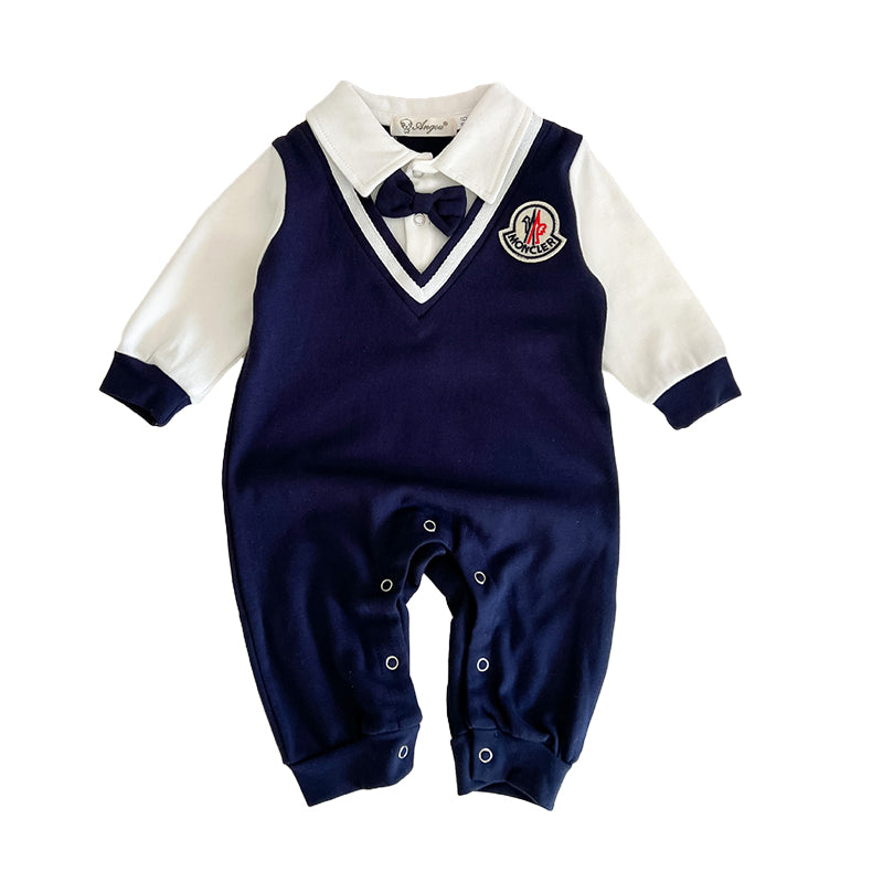 Baby Boys Color-blocking Bow Jumpsuits Wholesale 221018172