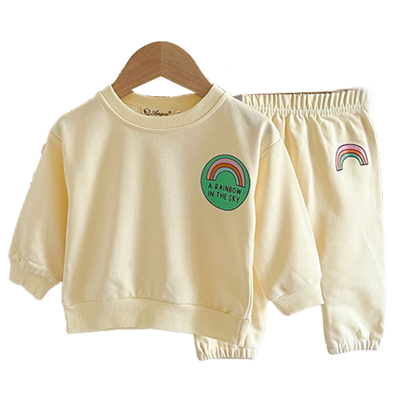 2 Pieces Set Baby Kid Boys Letters Rainbow Print Hoodies Swearshirts And Pants Wholesale 221018202