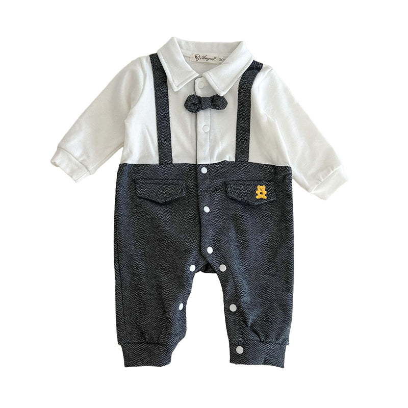 Baby Unisex Color-blocking Cartoon Embroidered Jumpsuits Wholesale 221018203
