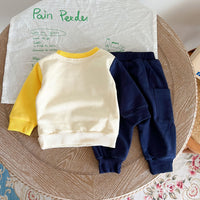 Load image into Gallery viewer, 2 Pieces Set Baby Kid Boys Color-blocking Car Cartoon Print Hoodies Swearshirts Striped And Letters Pants Wholesale 221018204
