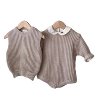 Load image into Gallery viewer, Baby Unisex Solid Color Muslin&amp;Ribbed Rompers Wholesale 221018205
