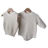 Load image into Gallery viewer, Baby Unisex Solid Color Muslin&amp;Ribbed Rompers Wholesale 221018205
