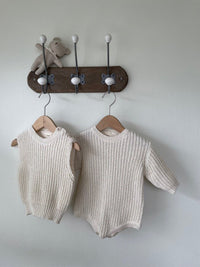 Load image into Gallery viewer, Baby Unisex Solid Color Muslin&amp;Ribbed Rompers Wholesale 221018205
