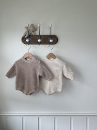 Load image into Gallery viewer, Baby Unisex Solid Color Muslin&amp;Ribbed Rompers Wholesale 221018205
