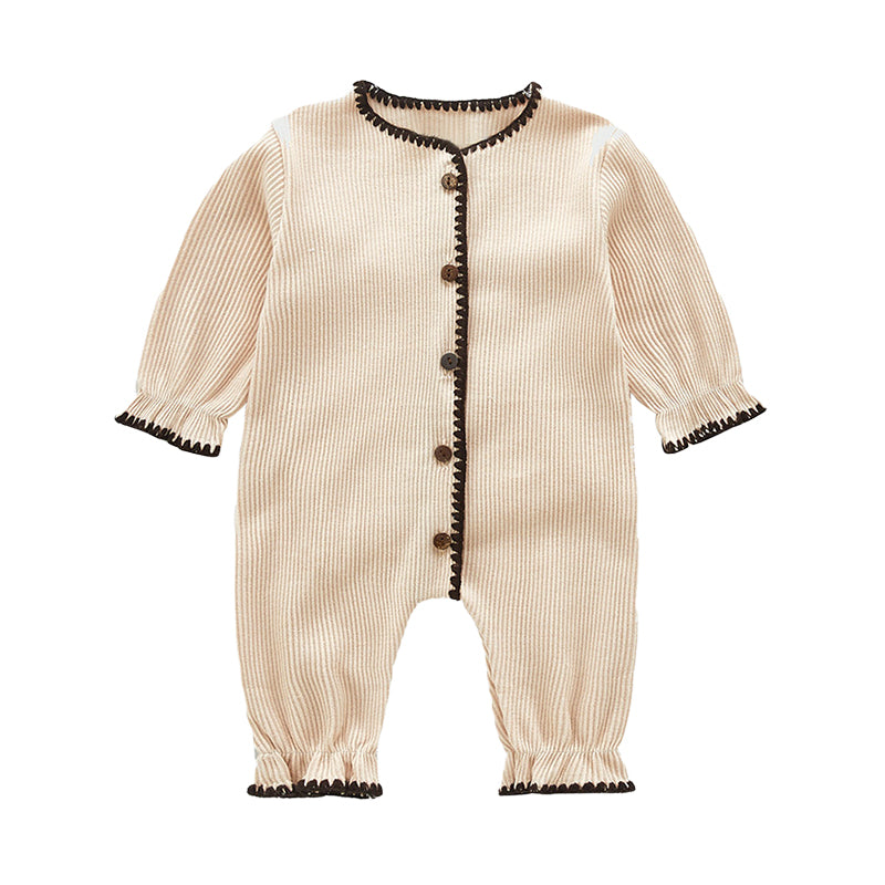 Baby Unisex Solid Color Muslin&Ribbed Jumpsuits Wholesale 22101821