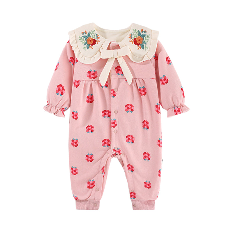 Baby Girls Flower Embroidered Jumpsuits Wholesale 221018213