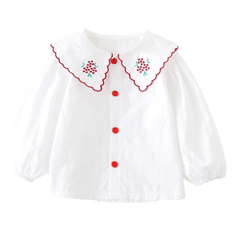 Baby Kid Girls Solid Color Embroidered Blouses Wholesale 221018231