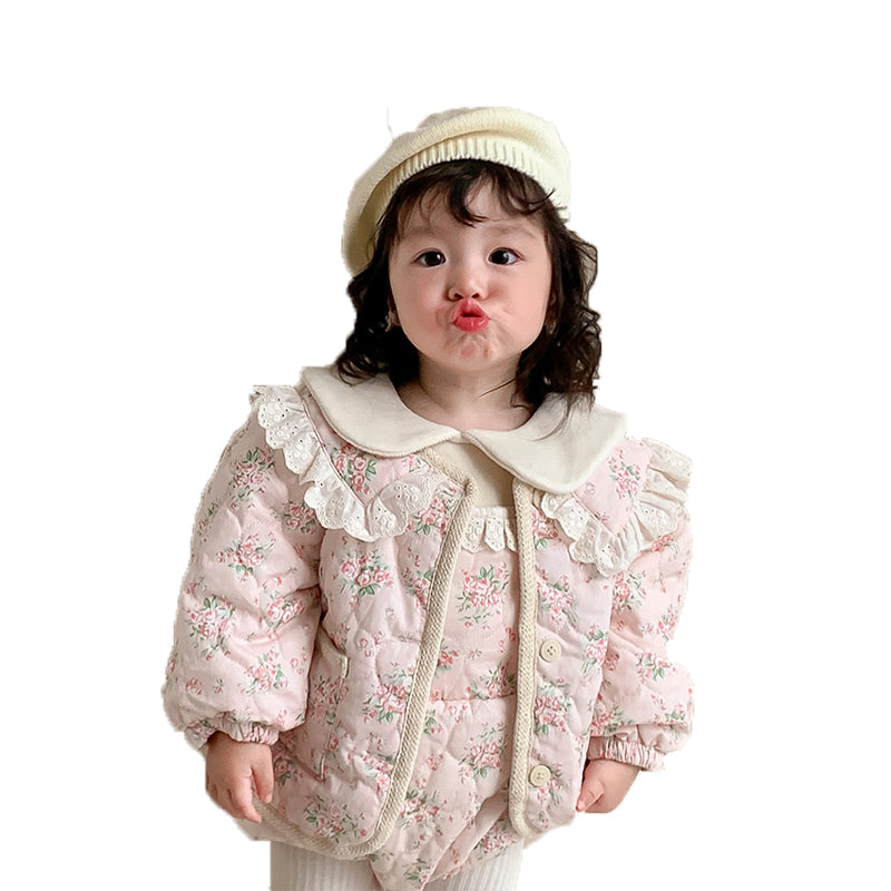 Baby Girls Flower Print Jackets Outwears Wholesale 221018243