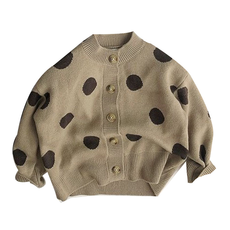 Baby Unisex Polka dots Cardigan Knitwear Wholesale 221018311