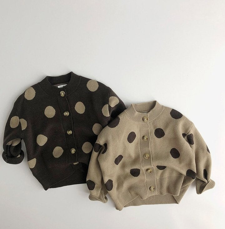 Baby Unisex Polka dots Cardigan Knitwear Wholesale 221018311