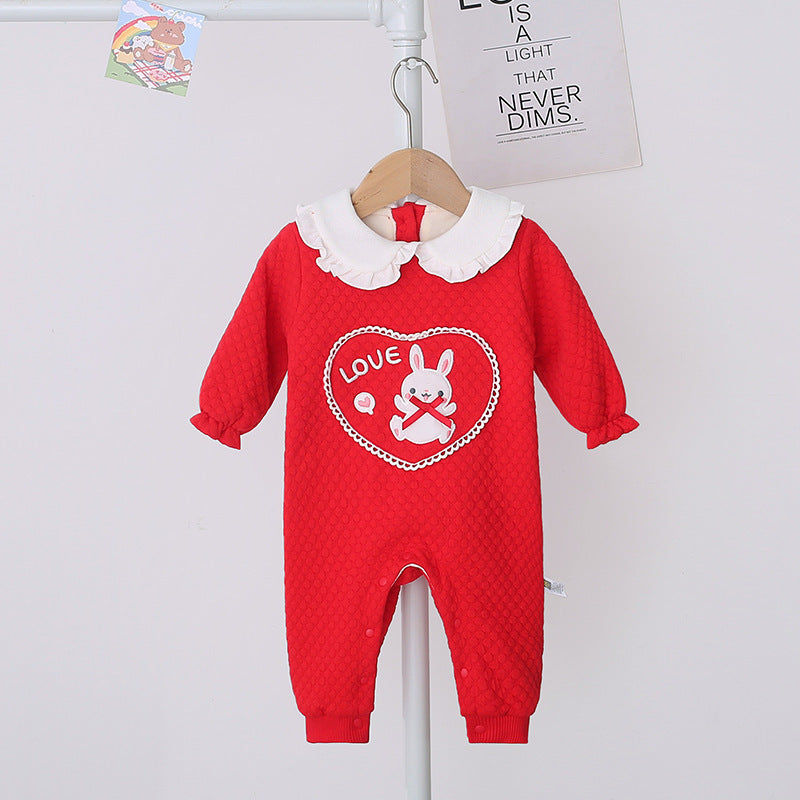Baby Girls Cartoon Embroidered Alphabet Jumpsuits Wholesale 221018326