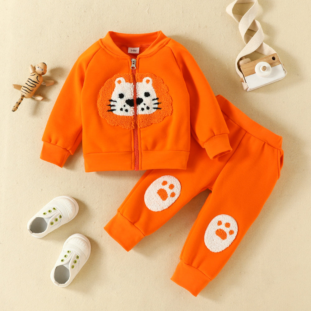 2 Pieces Set Baby Kid Unisex Cartoon Print Jackets Outwears And Pants Wholesale 221018339