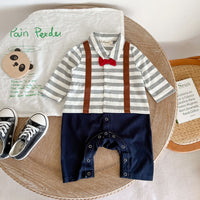 Load image into Gallery viewer, Baby Boys Striped Color-blocking Bow Birthday Jumpsuits Wholesale 22101835
