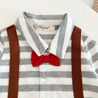 Load image into Gallery viewer, Baby Boys Striped Color-blocking Bow Birthday Jumpsuits Wholesale 22101835
