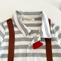 Load image into Gallery viewer, Baby Boys Striped Color-blocking Bow Birthday Jumpsuits Wholesale 22101835
